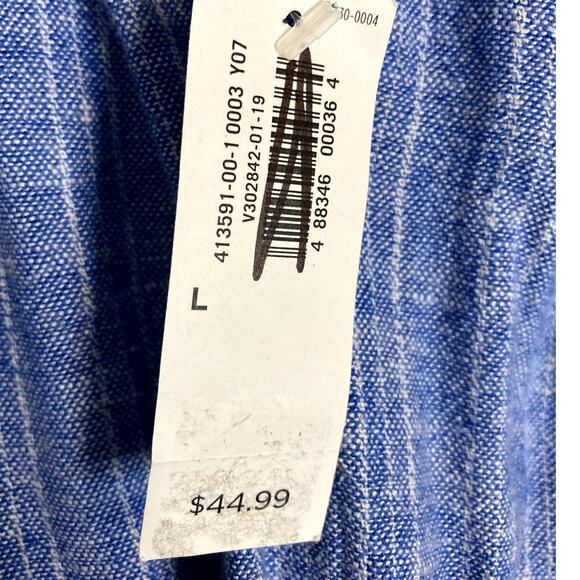 Old Navy Open Front Linen Blazer Womens L Blue Striped Lightweight - Picture 5 of 14
